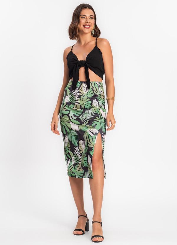 Rovitex - Saia Midi Feminina em Ribana Preto 3