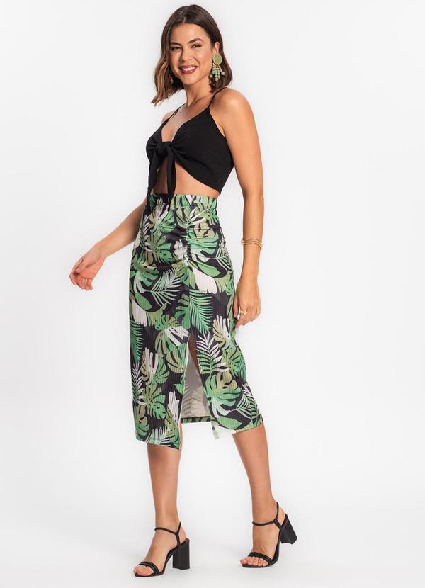 Rovitex - Saia Midi Feminina em Ribana Preto 5