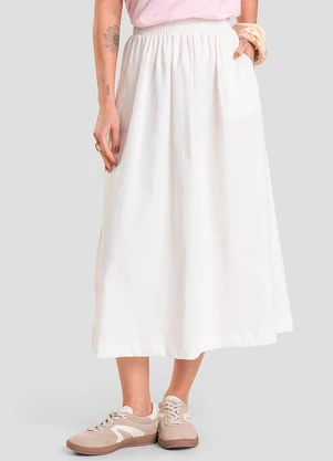 Dianna - Saia Midi Feminina em Sarja Bege - DIANNA