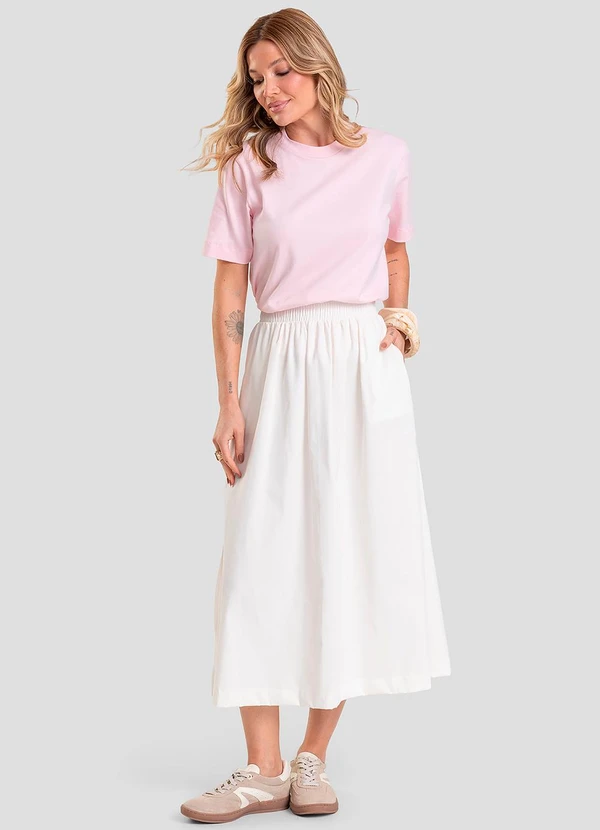 Dianna - Saia Midi Feminina em Sarja Bege 3