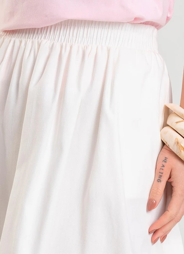 Dianna - Saia Midi Feminina em Sarja Bege 5