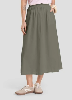 Dianna - Saia Midi Feminina em Sarja Verde - DIANNA