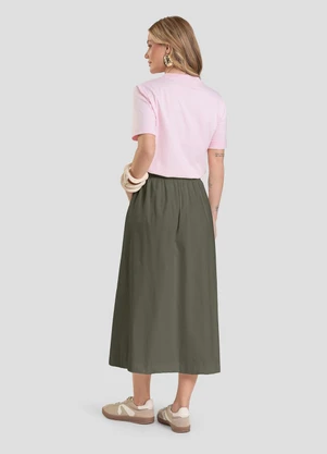 Dianna - Saia Midi Feminina em Sarja Verde - DIANNA