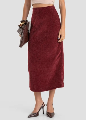 Dianna - Saia Midi Feminina em Tricot Glow Shine Vermelho - DIANNA
