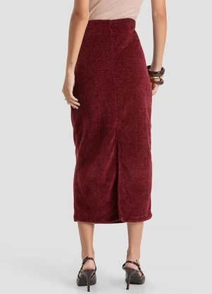 Dianna - Saia Midi Feminina em Tricot Glow Shine Vermelho - DIANNA