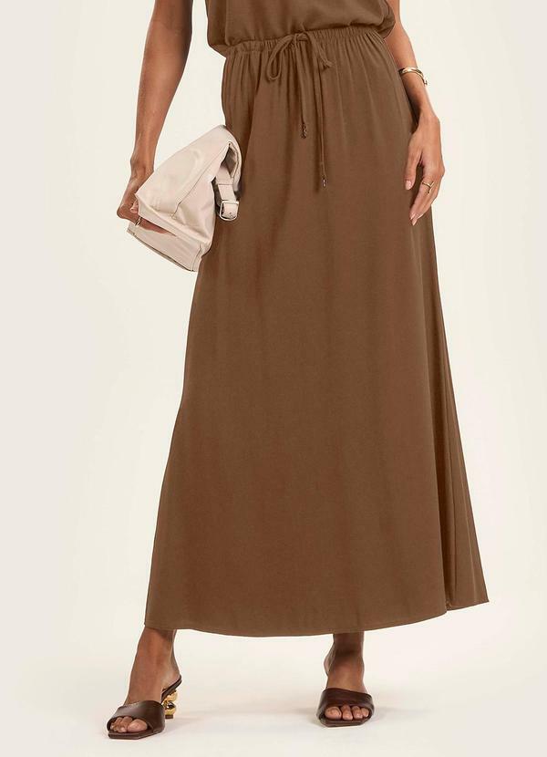 Rovitex - Saia Midi Feminina em Twill Cey Marrom