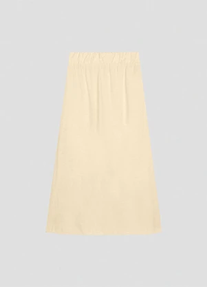 Cereja Rosa - Saia Midi Feminina em Viscose Linho Bege - CEREJA ROSA