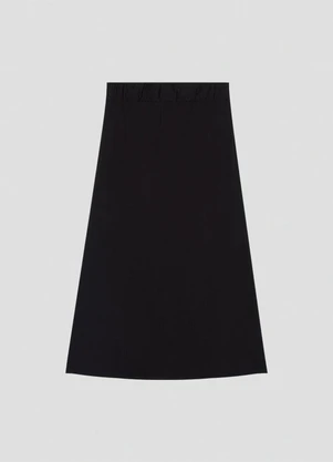 Cereja Rosa - Saia Midi Feminina em Viscose Linho Preto - CEREJA ROSA