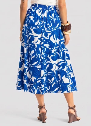 Dianna - Saia Midi Feminina Estampada Azul - DIANNA