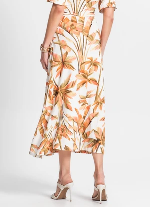 Endless - Saia Midi Feminina Estampada Bege - ENDLESS