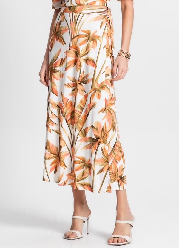 Endless - Saia Midi Feminina Estampada Bege