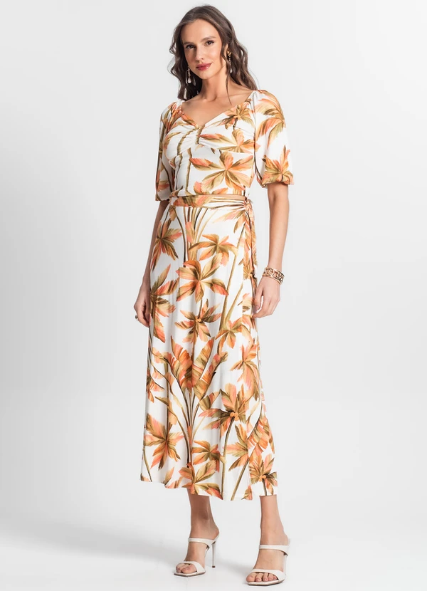 Endless - Saia Midi Feminina Estampada Bege 3