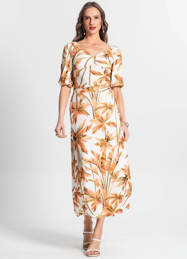 Endless - Saia Midi Feminina Estampada Bege 5