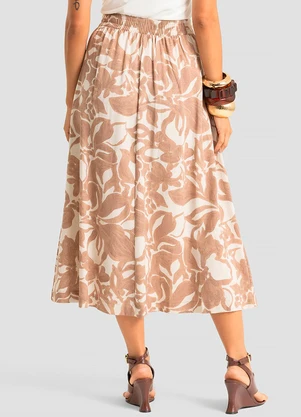 Dianna - Saia Midi Feminina Estampada Marrom - DIANNA