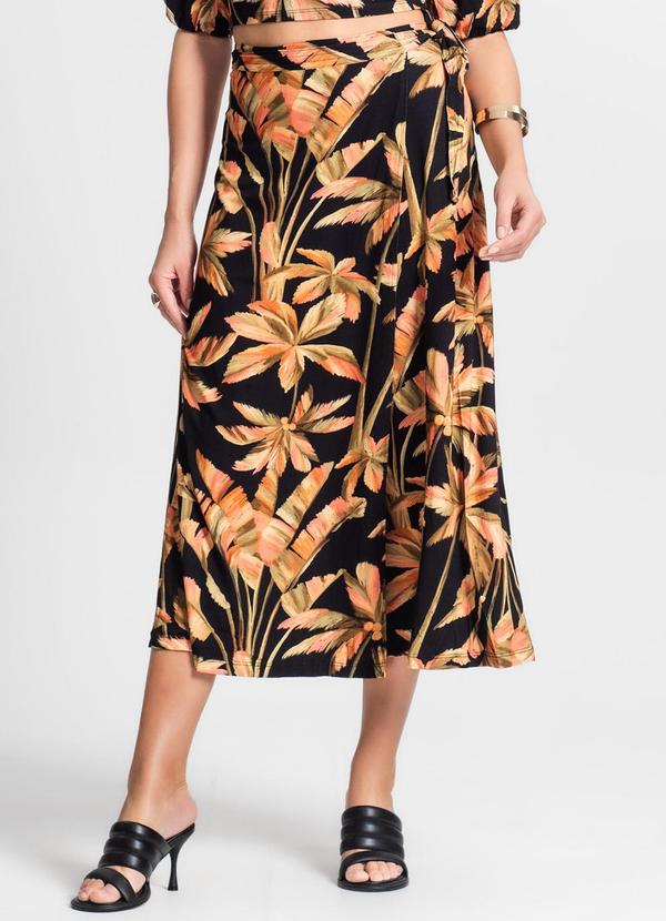 Endless - Saia Midi Feminina Estampada Preto