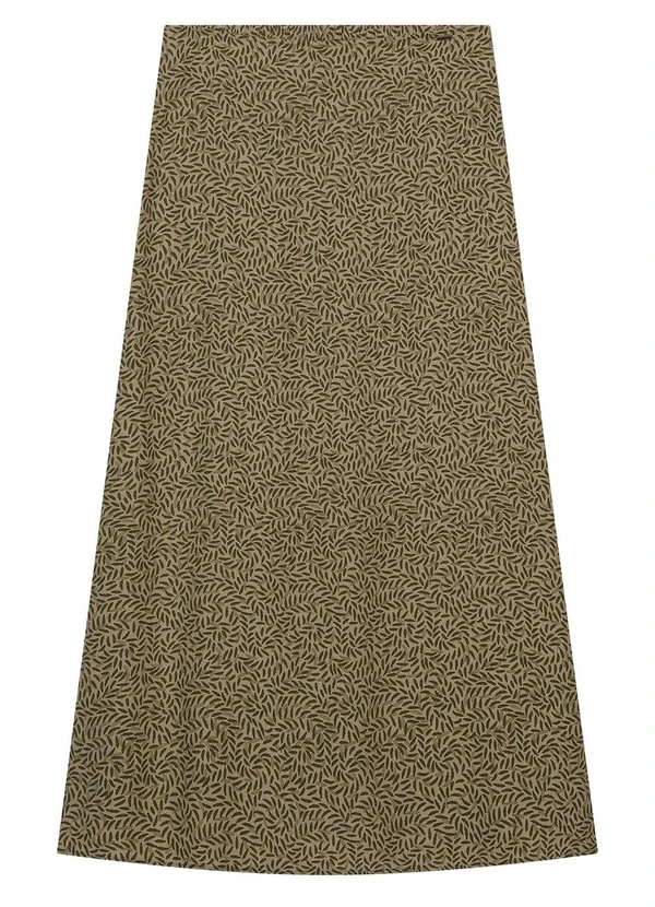 Marialícia - Saia Midi Feminina Estampada Verde