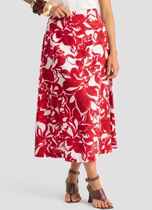 Dianna - Saia Midi Feminina Estampada Vermelho - DIANNA