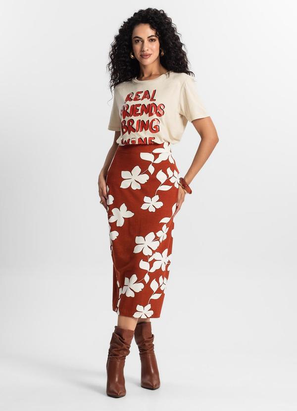 Rovitex - Saia Midi Feminina Laranja 2