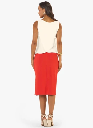 Rovitex - Saia Midi Feminina Molecotton Vermelho - ROVITEX