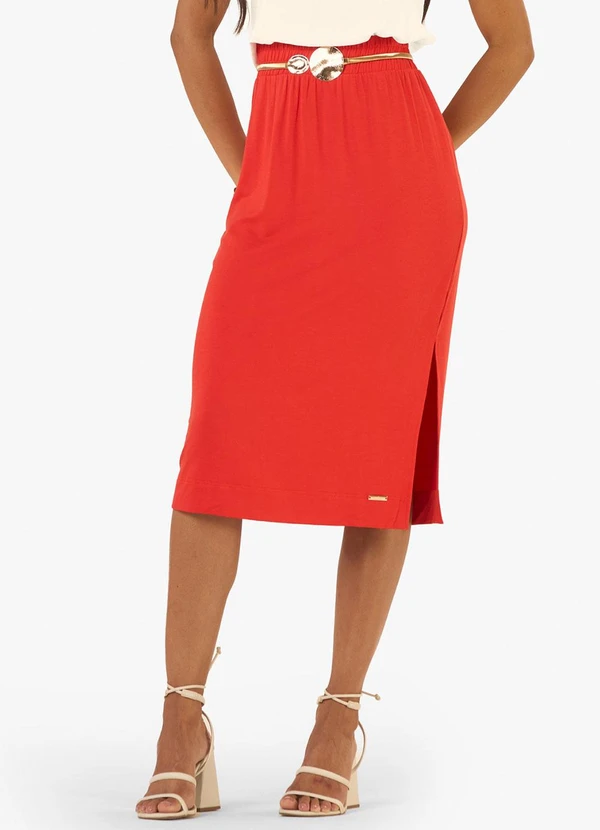 Rovitex - Saia Midi Feminina Molecotton Vermelho