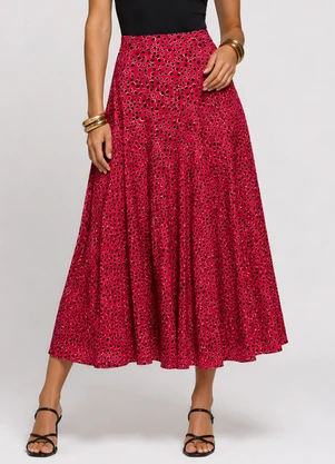 Infinita Cor - Saia Midi Feminina Molicotton Viscose Rosa - INFINITA COR