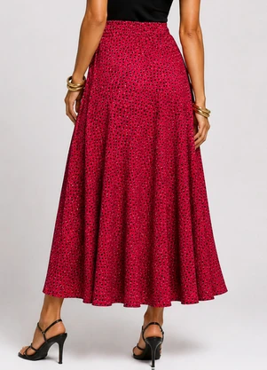Infinita Cor - Saia Midi Feminina Molicotton Viscose Rosa - INFINITA COR