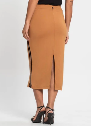 Endless - Saia Midi Feminina Ponto Roma Marrom - ENDLESS