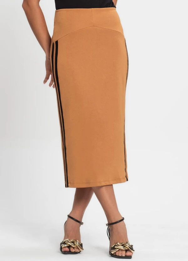 Endless - Saia Midi Feminina Ponto Roma Marrom