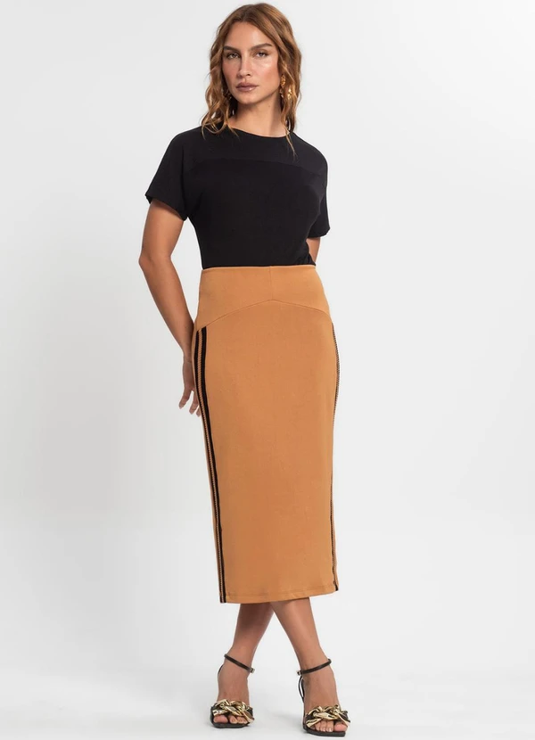 Endless - Saia Midi Feminina Ponto Roma Marrom 3