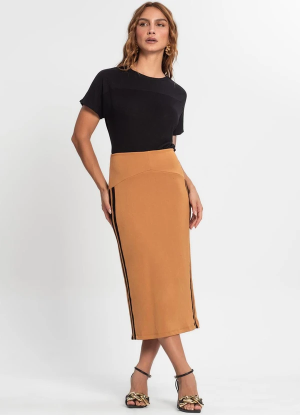 Endless - Saia Midi Feminina Ponto Roma Marrom 5