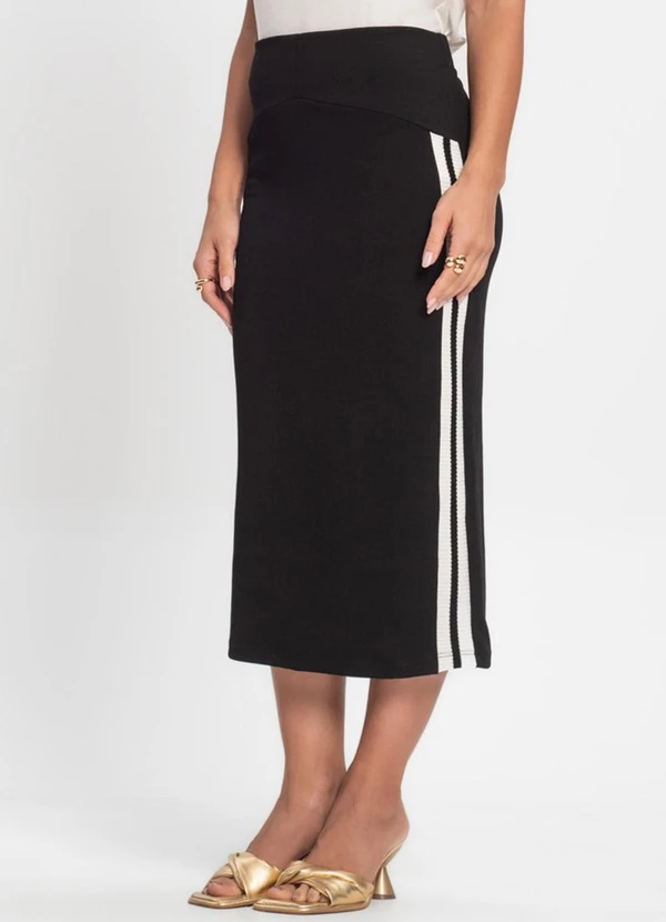 Endless - Saia Midi Feminina Ponto Roma Preto