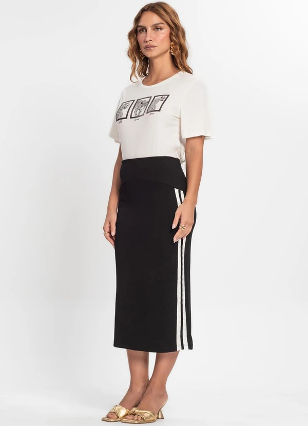 Endless - Saia Midi Feminina Ponto Roma Preto 3