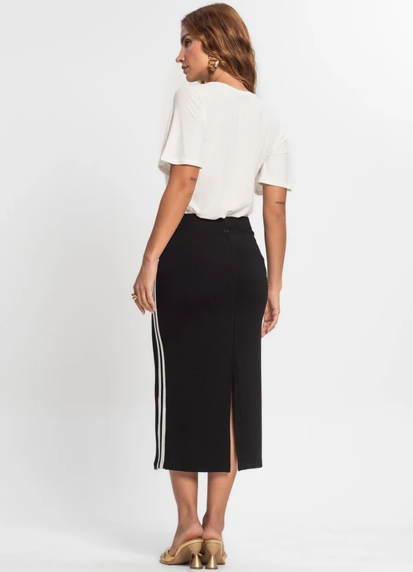 Endless - Saia Midi Feminina Ponto Roma Preto 4