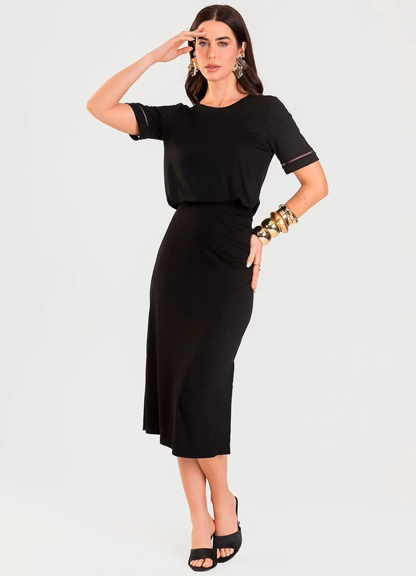 Dianna - Saia Midi Feminina Preto 3