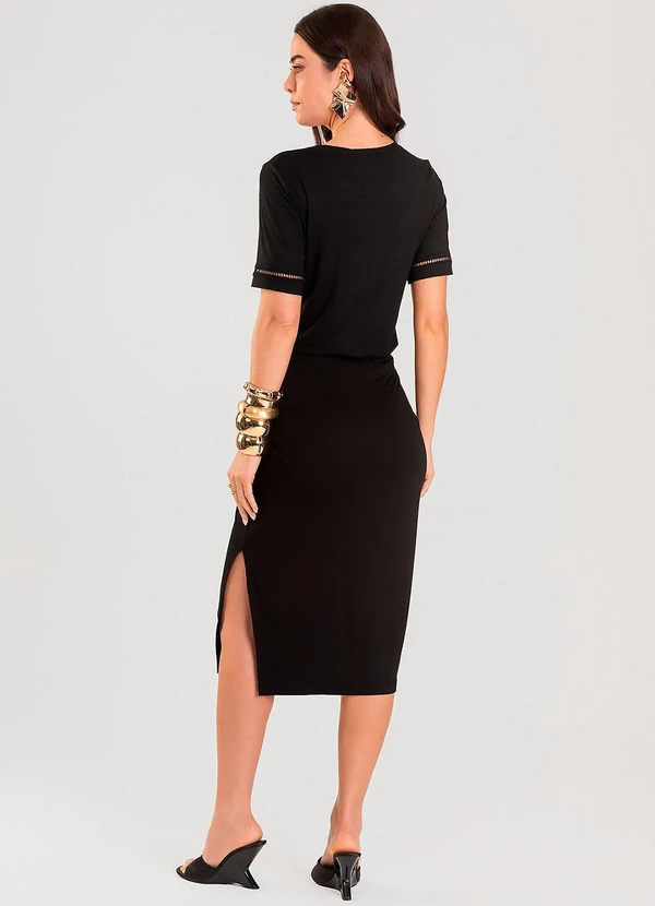 Dianna - Saia Midi Feminina Preto 5