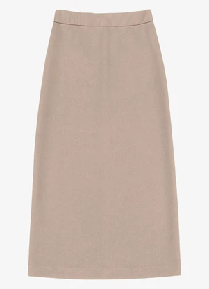 Veev - Saia Midi Feminina Ribana Poliamida Maxi Bege - VEEV