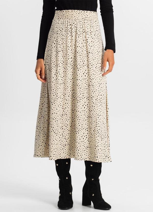 Rovitex - Saia Midi Feminina Rovitex Bege