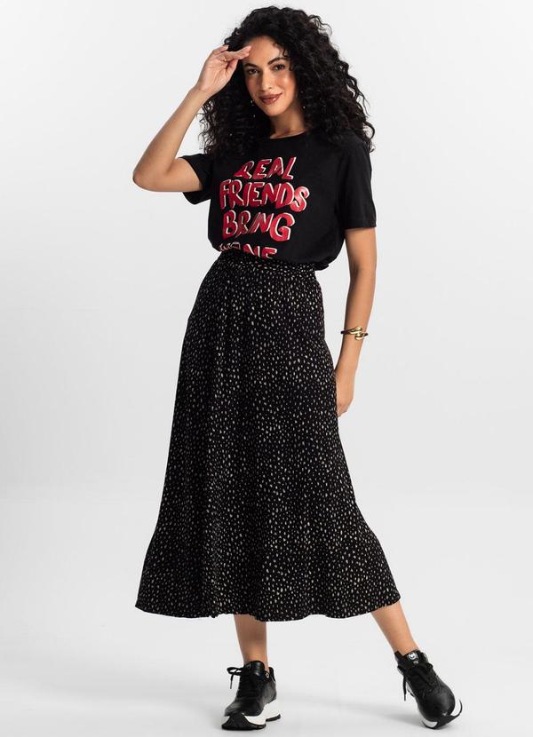 Rovitex - Saia Midi Feminina Rovitex Preto 4