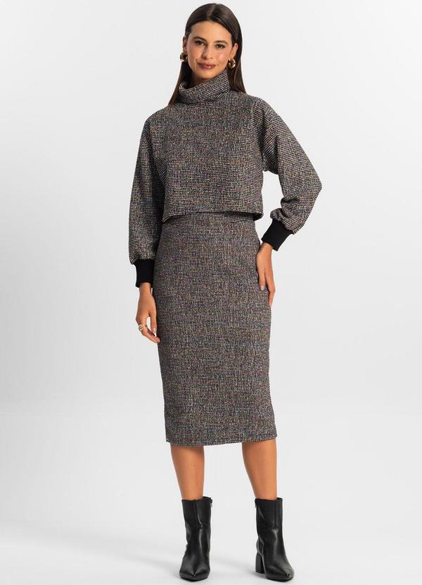 Rovitex - Saia Midi Feminina Preto 3