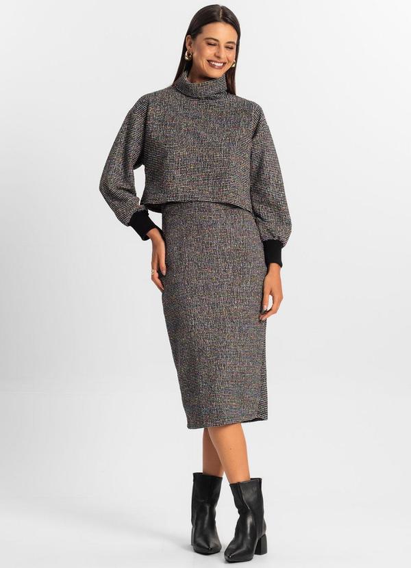 Rovitex - Saia Midi Feminina Preto 5