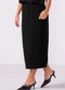 Marialícia - Saia Midi Feminina Tricot Marrom - variação: Preto