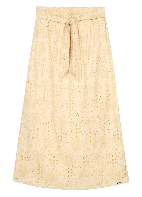 Marialícia - Saia Midi Feminina Tropical Devorê Bege 3