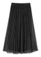 Marialícia - Saia Midi Feminina Tule Pied de Poule Preto - variação: Preto