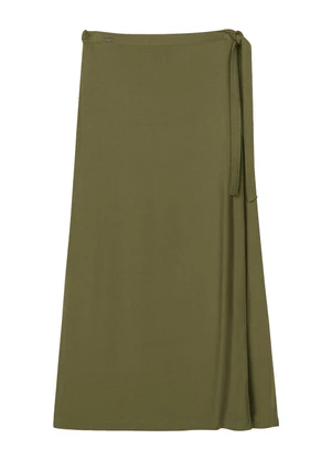 Marialícia - Saia Midi Feminina Viscose Transpassada Verde - MARIALÍCIA