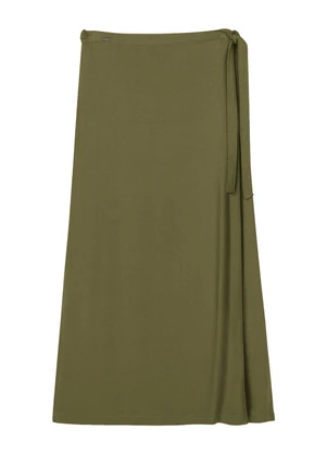Marialícia - Saia Midi Feminina Viscose Transpassada Verde - MARIALÍCIA