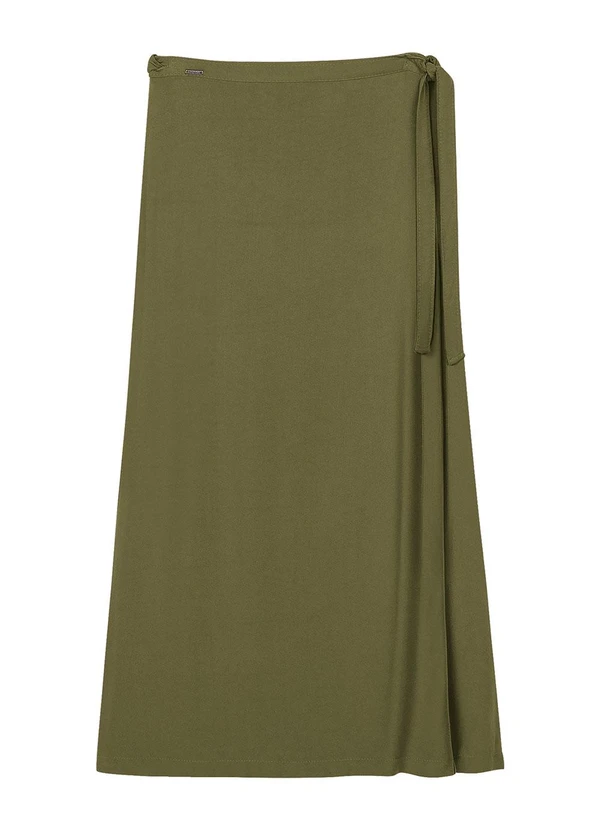 Marialícia - Saia Midi Feminina Viscose Transpassada Verde