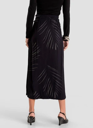 Dianna - Saia Midi Feminino em Tecido Viscose Preto - DIANNA