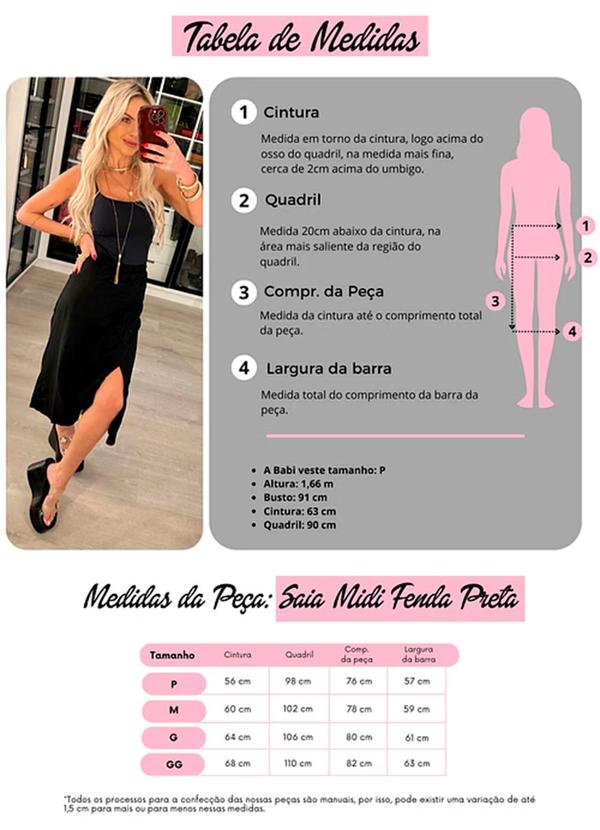 Amo Brand - Saia Midi Fenda Preta 4