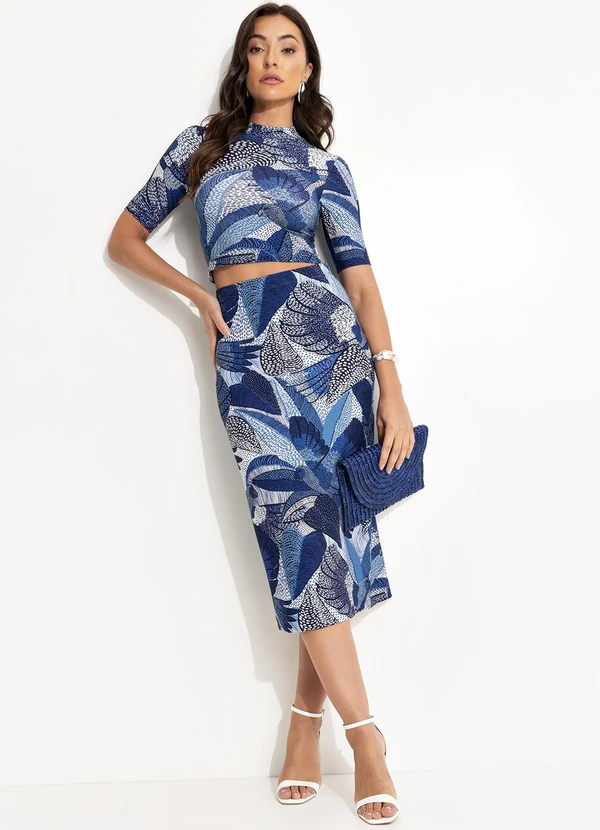 Farm - Saia Midi Festa de Pássaro Azul 6