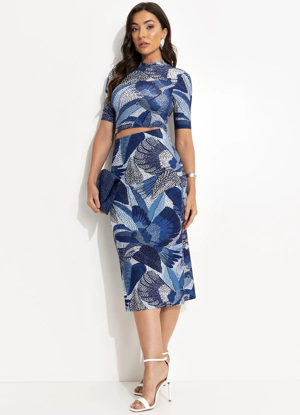 Farm - Saia Midi Festa de Pássaro Azul 7